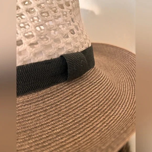 NWT Brunello Cucinelli Italy Size S Bead Monili Silver Hat white beige - Picture 3 of 11